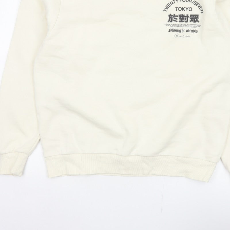 River Island Men Ivory L Tokyo Graphic Print Crew Neck Sweatshirt