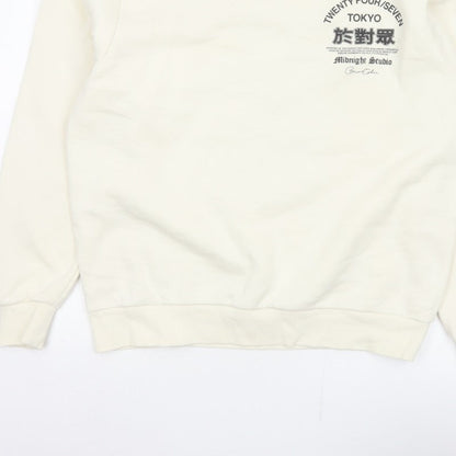 River Island Men Ivory L Tokyo Graphic Print Crew Neck Sweatshirt