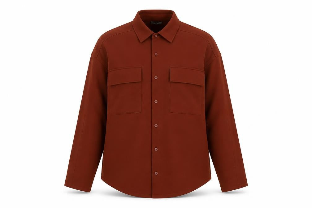 Zara Women Brown S Basic Button-Up Long Sleeve Stretch Pocket Shirt