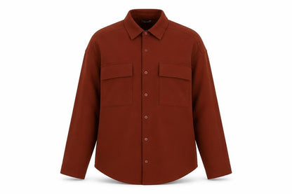 Zara Women Brown S Basic Button-Up Long Sleeve Stretch Pocket Shirt