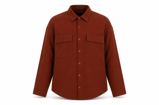 Zara Women Brown S Basic Button-Up Long Sleeve Stretch Pocket Shirt