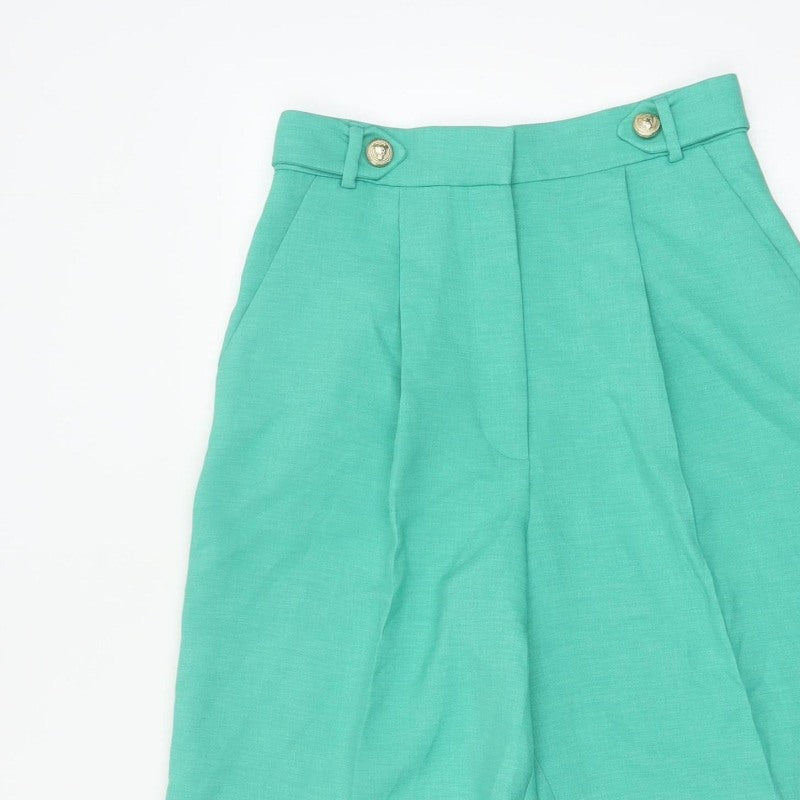 River Island Women Green Size 8 Sailor Pleated High Waist Shorts