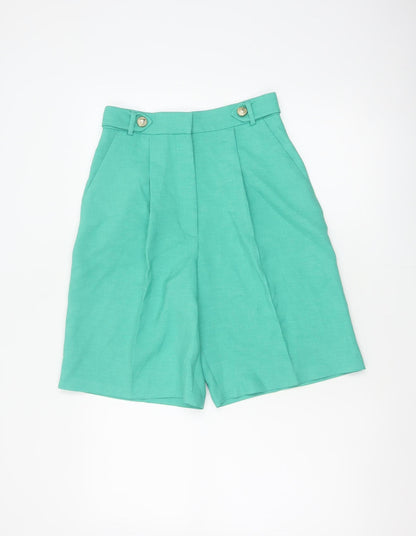 River Island Women Green Size 8 Sailor Pleated High Waist Shorts