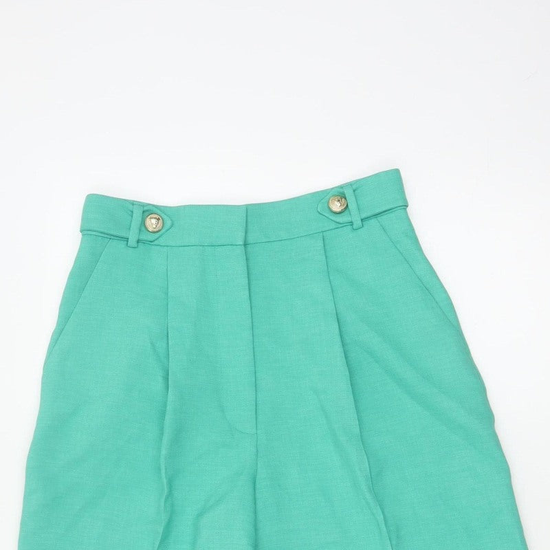 River Island Women Green Size 8 Sailor Pleated High Waist Shorts
