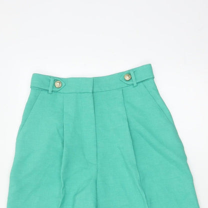 River Island Women Green Size 8 Sailor Pleated High Waist Shorts