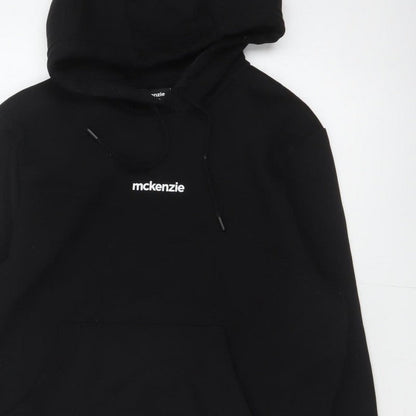 McKenzie Men’s Black S Pullover Hoodie Logo Drawstring Pocket