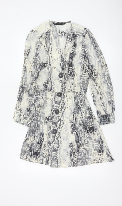 Zara Basic Women’s Multicoloured Snake Print XS Fit & Flare Dress