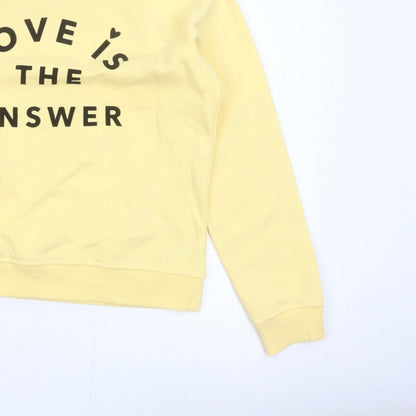 Next Women Yellow M Love Slogan Graphic Pullover Sweatshirt