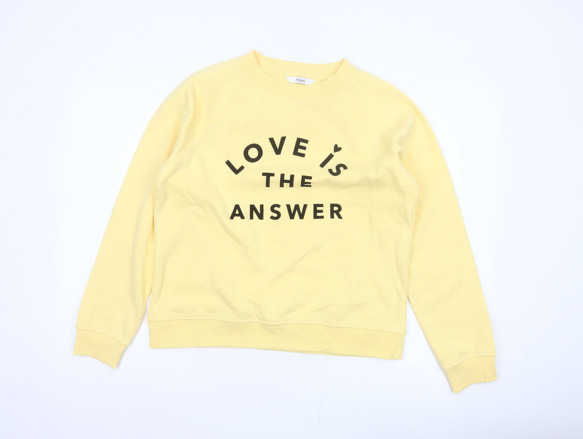 Next Women Yellow M Love Slogan Graphic Pullover Sweatshirt