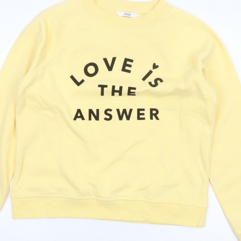 Next Women Yellow M Love Slogan Graphic Pullover Sweatshirt