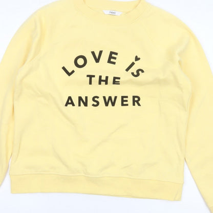 Next Women Yellow M Love Slogan Graphic Pullover Sweatshirt