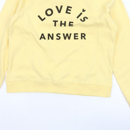 Next Women Yellow M Love Slogan Graphic Pullover Sweatshirt