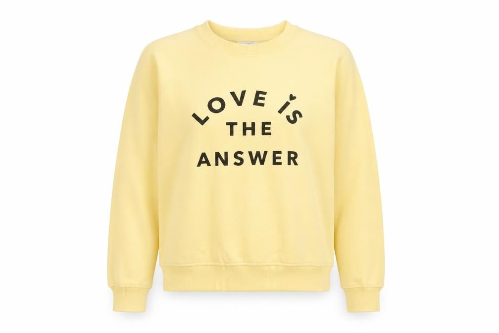 Next Women Yellow M Love Slogan Graphic Pullover Sweatshirt