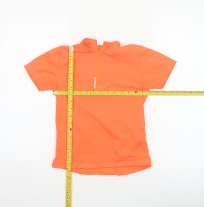 B'TWIN Boys Orange 8 Years Cycling Jersey 1/4 Zip Short Sleeve