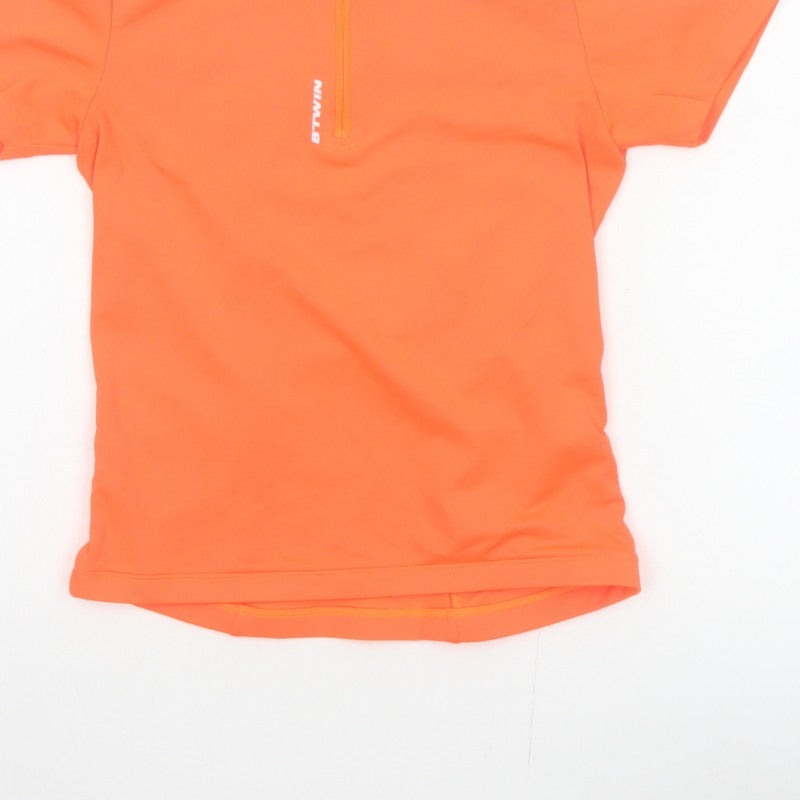 B'TWIN Boys Orange 8 Years Cycling Jersey 1/4 Zip Short Sleeve