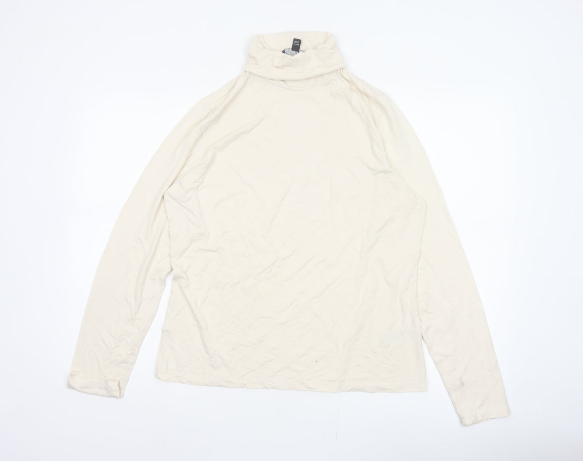 Lauren Ralph Lauren Women Ivory XL Cowl Neck Viscose Jersey Top