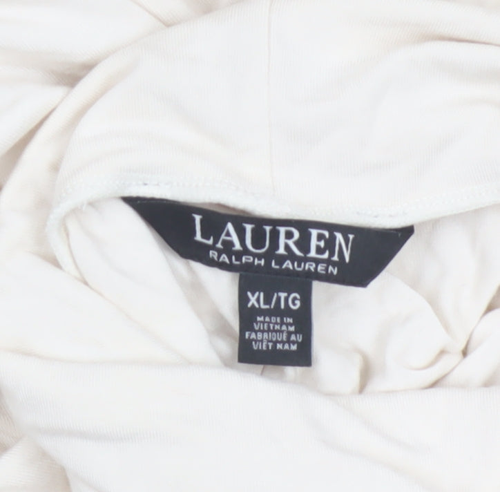Lauren Ralph Lauren Women Ivory XL Cowl Neck Viscose Jersey Top
