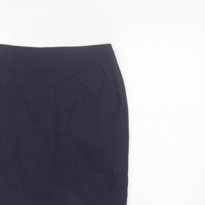Hobbs NW3 Women Navy UK 8 Wool Pencil Knee Skirt Pockets