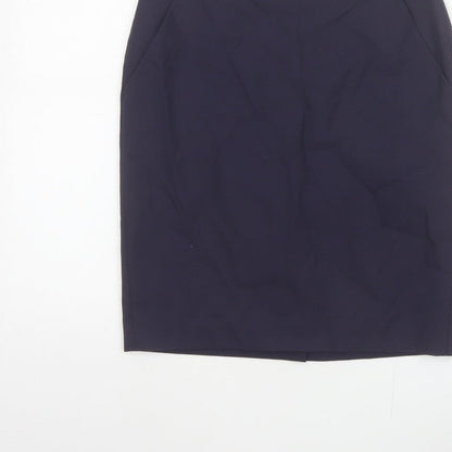 Hobbs NW3 Women Navy UK 8 Wool Pencil Knee Skirt Pockets