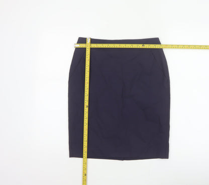 Hobbs NW3 Women Navy UK 8 Wool Pencil Knee Skirt Pockets