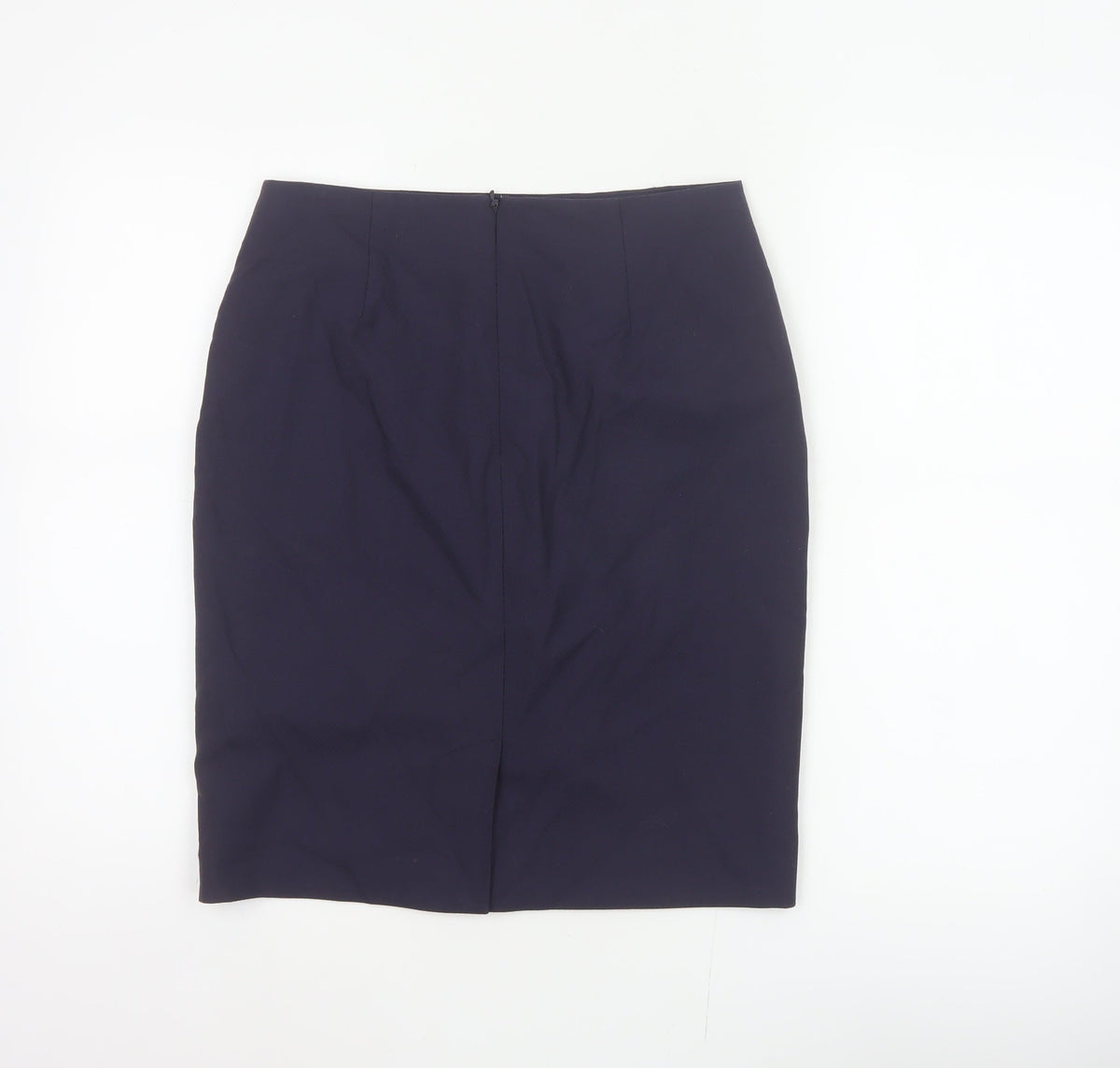Hobbs NW3 Women Navy UK 8 Wool Pencil Knee Skirt Pockets