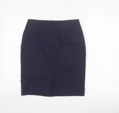 Hobbs NW3 Women Navy UK 8 Wool Pencil Knee Skirt Pockets