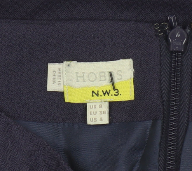 Hobbs NW3 Women Navy UK 8 Wool Pencil Knee Skirt Pockets