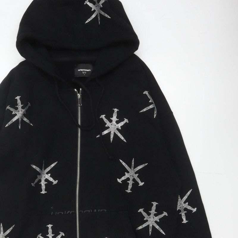 Unknown Men’s Black M Full Zip Rhinestone Gothic Hoodie