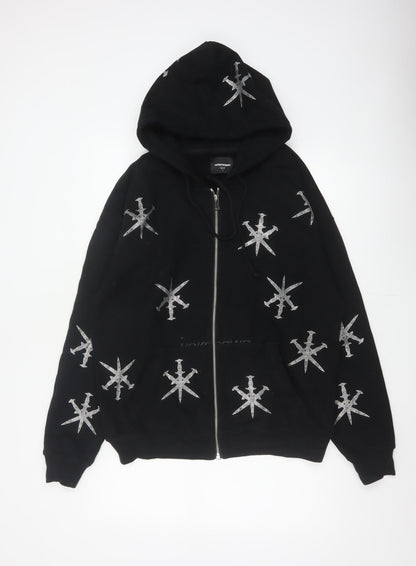 Unknown Men’s Black M Full Zip Rhinestone Gothic Hoodie