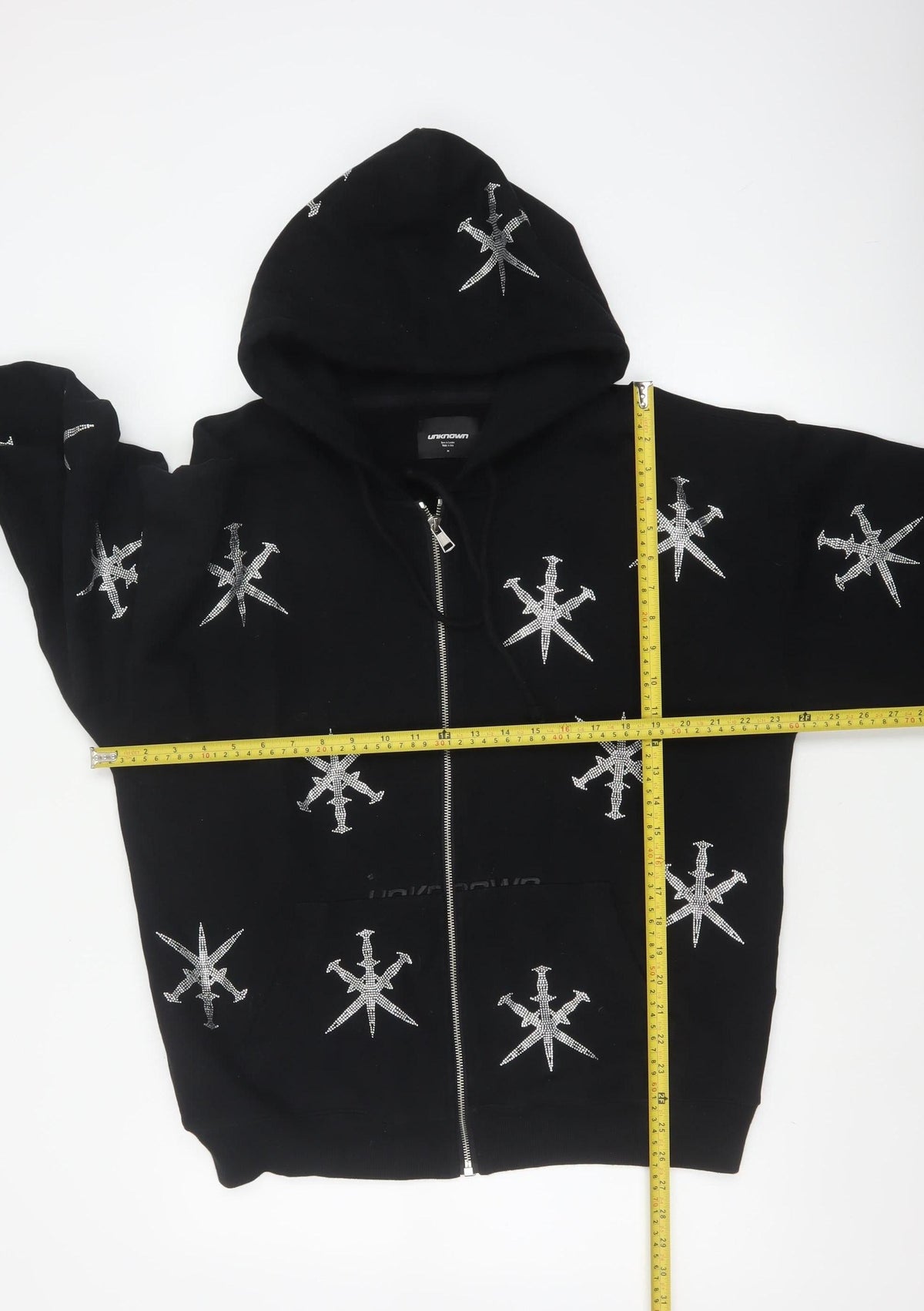 Unknown Men’s Black M Full Zip Rhinestone Gothic Hoodie