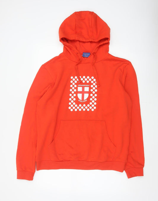Back view of UEFA Euro 2024 Men’s Red L Pullover Hoodie England Football Graphic