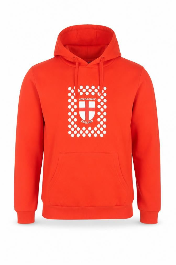 UEFA Euro 2024 Men’s Red L Pullover Hoodie England Football Graphic
