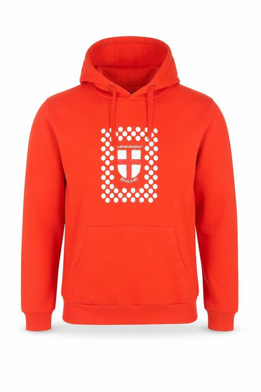 Front view of UEFA Euro 2024 Men’s Red L Pullover Hoodie England Football Graphic