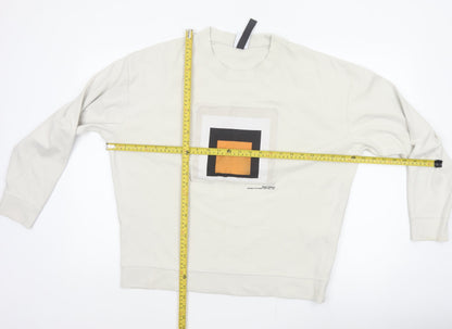 Zara Men Ivory M Pullover Sweatshirt Josef Albers Graphic Art Cotton