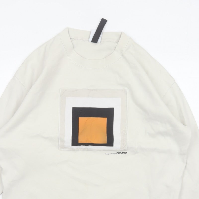 Zara Men Ivory M Pullover Sweatshirt Josef Albers Graphic Art Cotton