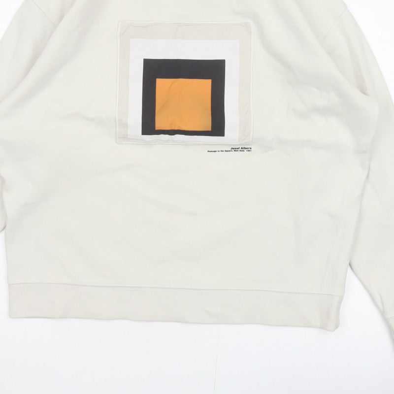 Zara Men Ivory M Pullover Sweatshirt Josef Albers Graphic Art Cotton