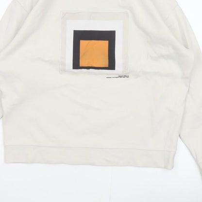 Zara Men Ivory M Pullover Sweatshirt Josef Albers Graphic Art Cotton
