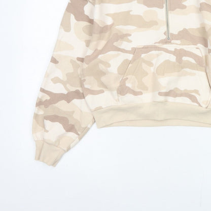 H&M Divided Women’s Beige Camo Quarter Zip Sweatshirt Size S