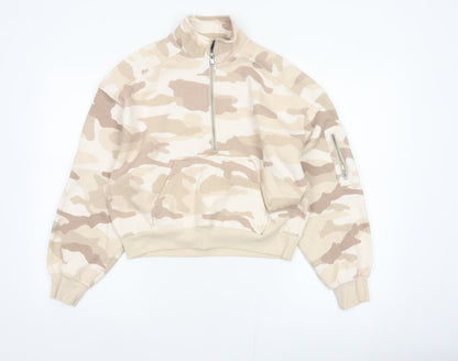 H&M Divided Women’s Beige Camo Quarter Zip Sweatshirt Size S
