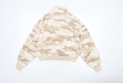 H&M Divided Women’s Beige Camo Quarter Zip Sweatshirt Size S