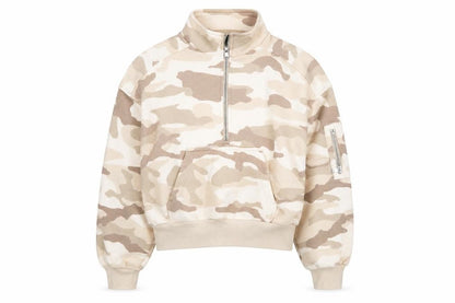 H&M Divided Women’s Beige Camo Quarter Zip Sweatshirt Size S