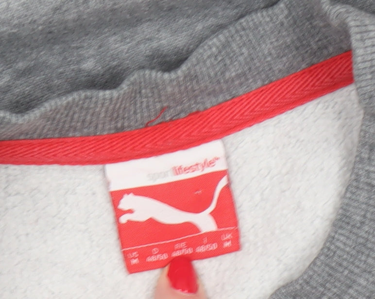 Puma Men’s Grey M Pullover Crew Neck Embroidered Logo Sweatshirt
