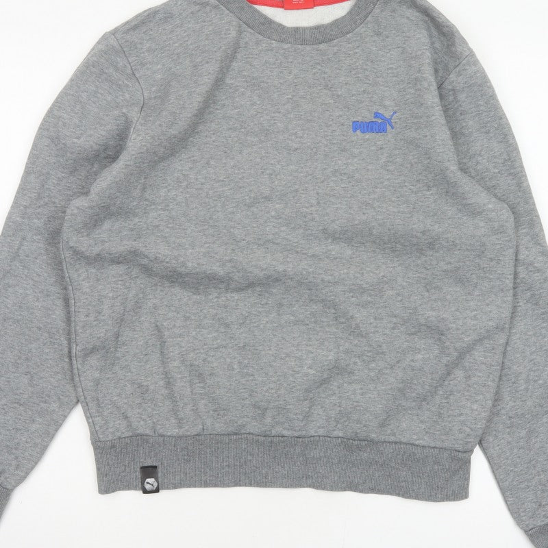 Puma Men’s Grey M Pullover Crew Neck Embroidered Logo Sweatshirt