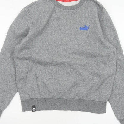 Puma Men’s Grey M Pullover Crew Neck Embroidered Logo Sweatshirt