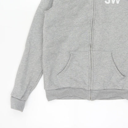 Jack Wills Women Grey UK 10 Full Zip Sherpa Lined Logo Hoodie