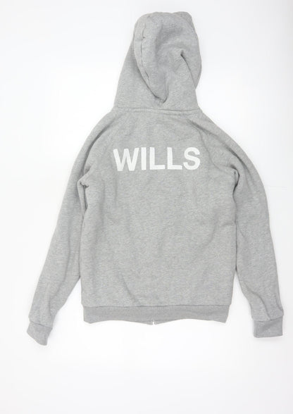 Jack Wills Women Grey UK 10 Full Zip Sherpa Lined Logo Hoodie