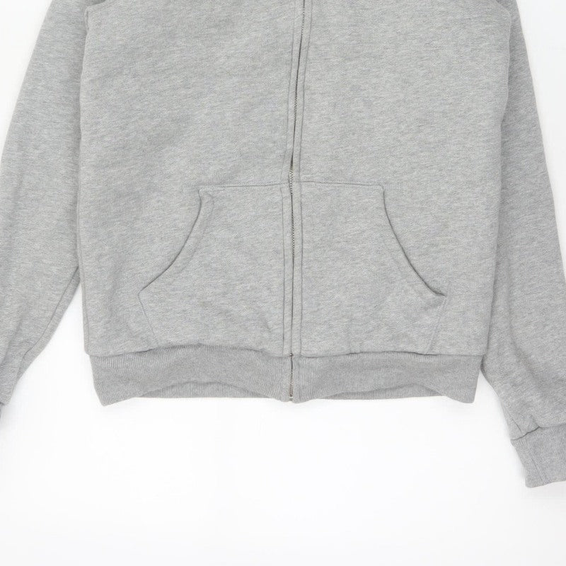 Jack Wills Women Grey UK 10 Full Zip Sherpa Lined Logo Hoodie