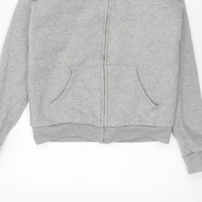 Jack Wills Women Grey UK 10 Full Zip Sherpa Lined Logo Hoodie
