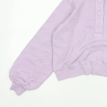 Ro&Zo Women Purple XS Collared Cotton Fleece Polo Sweatshirt