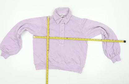 Ro&Zo Women Purple XS Collared Cotton Fleece Polo Sweatshirt